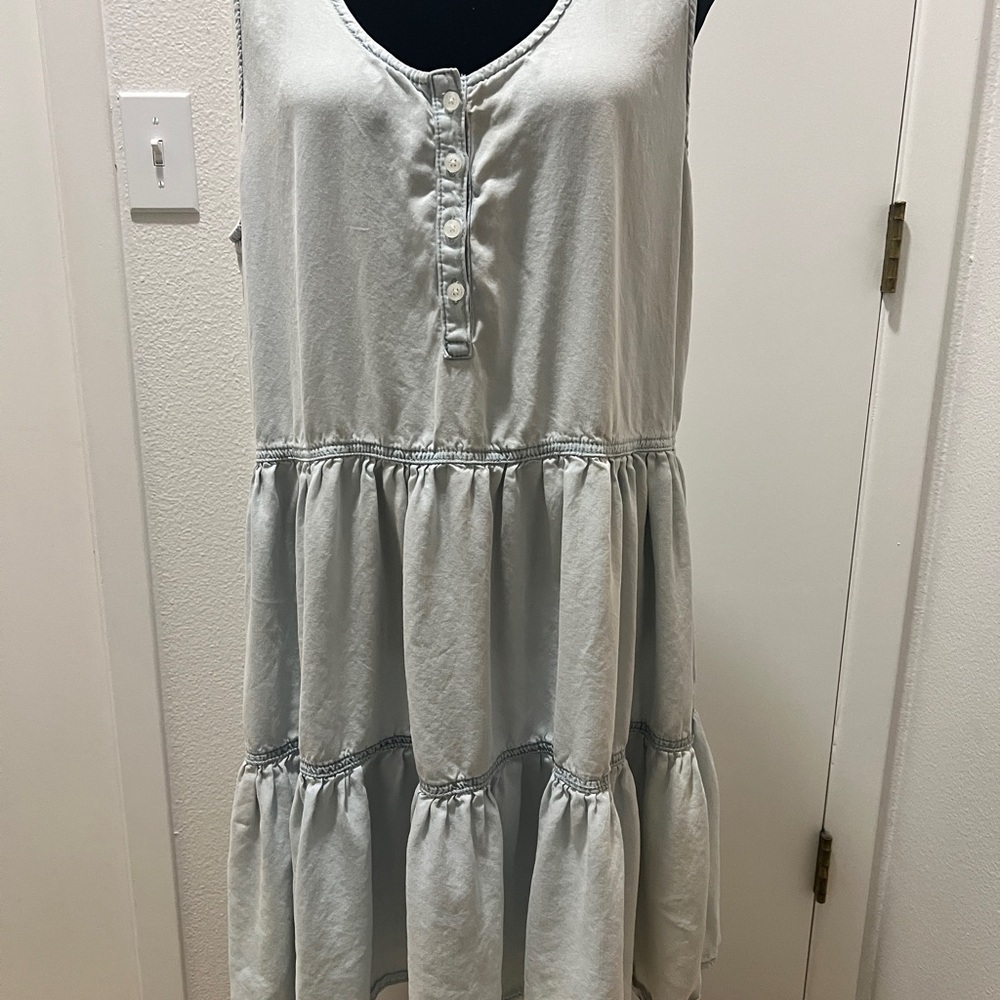 Stetson Sleeveless Tiered Lyocell Dress Xl | Light Blue Boho Western
